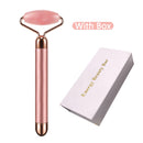 2 in 1 Electric Jade Roller Natural Rose Quartz Vibrating Massager Face Lift Slimming Wrinkle Removal Skin Tightening
