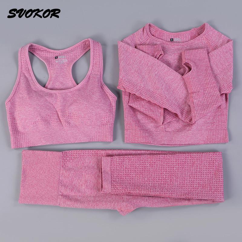 SVOKOR, conjunto de Yoga para mujer, ropa de Fitness de puntos sin costuras, ropa de entrenamiento estampada, ropa deportiva para gimnasio, mallas Push Up, sujetador, traje deportivo