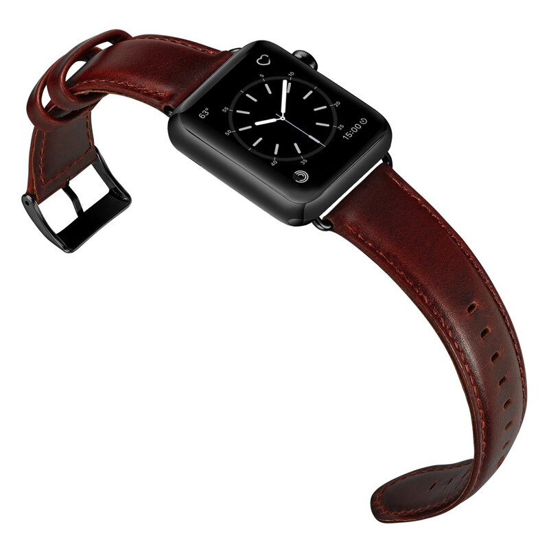 Red Brown Genuine Leather strap For Apple Watch Band 42 mm 44 mm Viotoo Fashion Men WatchStrap Band For iWatch Watchband