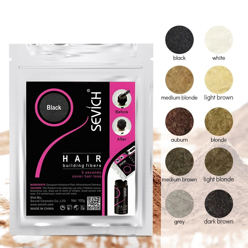 Sevich 500 g Haaraufbaufaser Refill Haarverdünnung Verdickung Haarwuchsfaser Keratinfaser für Haar Anti-Haarausfall-Produkte