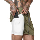 2022 NEUE Herren Laufshorts Herren 2 in 1 Sportshorts Herren Doppeldeck Schnelltrocknend Sport Herren Shorts Jogging Gym Shorts Herren