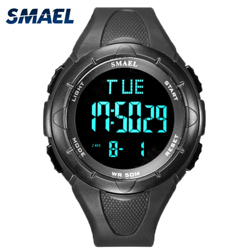 Reloj digital para hombre SMAEL 50M, relojes impermeables, reloj Led, alarma, pulsera negra, cronómetro, reloj deportivo 1016, relojes digitales para hombre