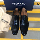 FELIX CHU Classic Wingtip Medaillon Brogue Oxford Herren Abendschuhe Echtes Leder Schwarz Braun Schnürschuhe für Herren