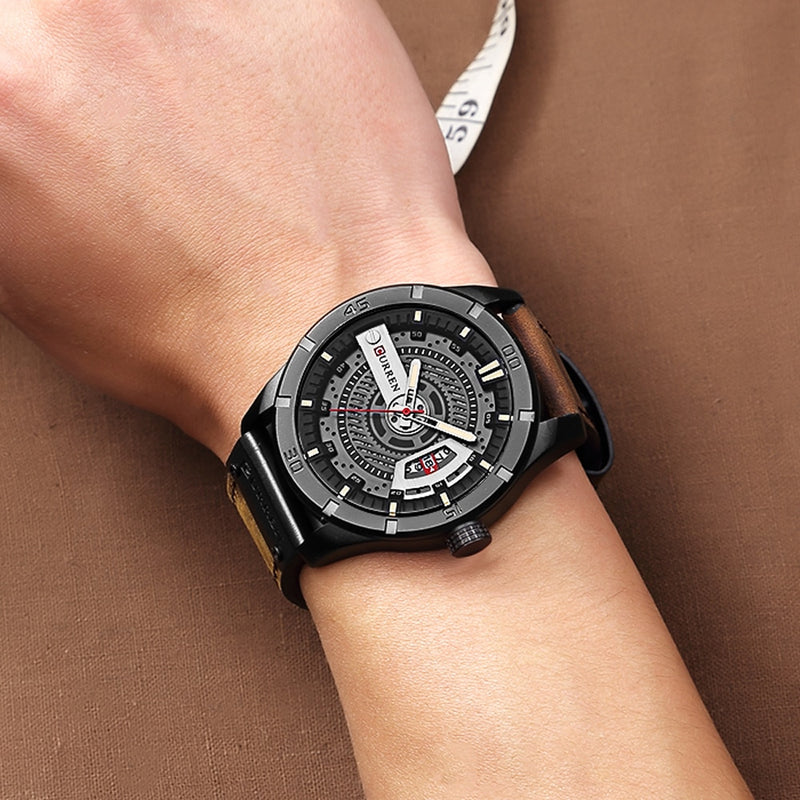 CURREN Men Military Sports Watches Men's Quartz Date Clock Man Casual Leather Wristwatches  Relogio Masculino