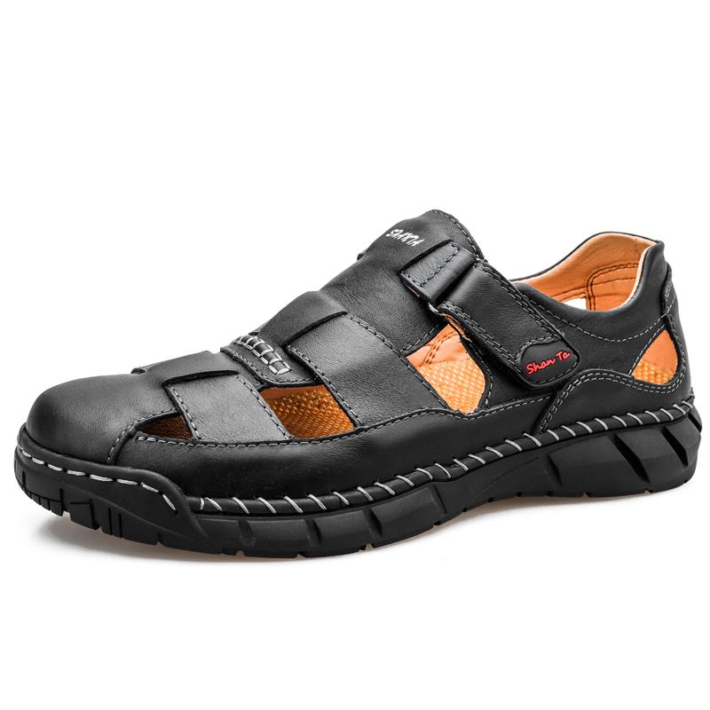 Sandalias clásicas para hombre 2020, sandalias de verano de cuero genuino para hombre, sandalias ligeras informales para exteriores, zapatillas de moda para hombre, talla 38-48