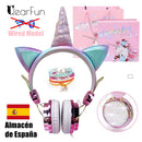 Niedliche Einhorn-Kopfhörer 3D-Stereo-Musik Kinderkopfhörer mit Mikrofon Mädchen-Handy Kinder-Headset mit Kabel Gamer-Geschenk