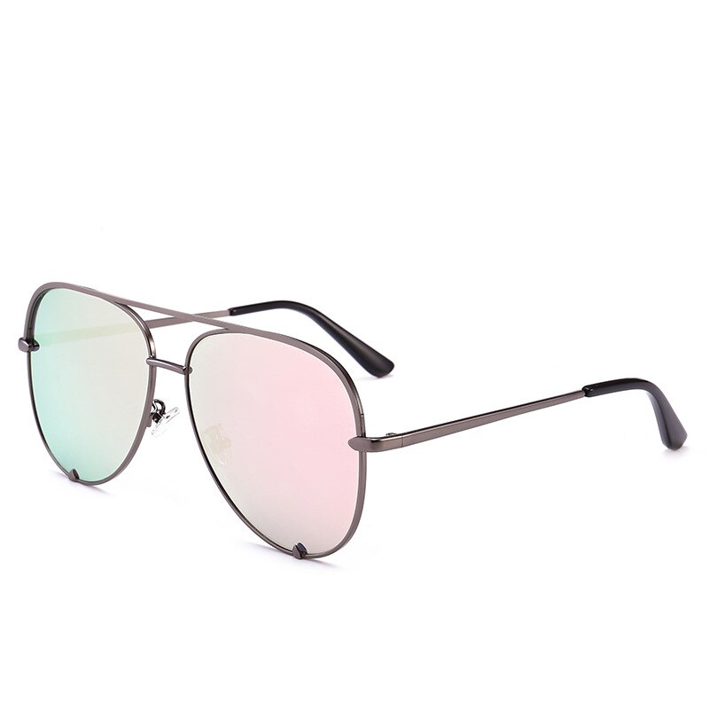 WHOCUTIE Vintage übergroße Sonnenbrille Damen Herren Marke Designe Retro Pilot Frame Flat Top Sonnenbrille Schwarz Gradient Shades UV400