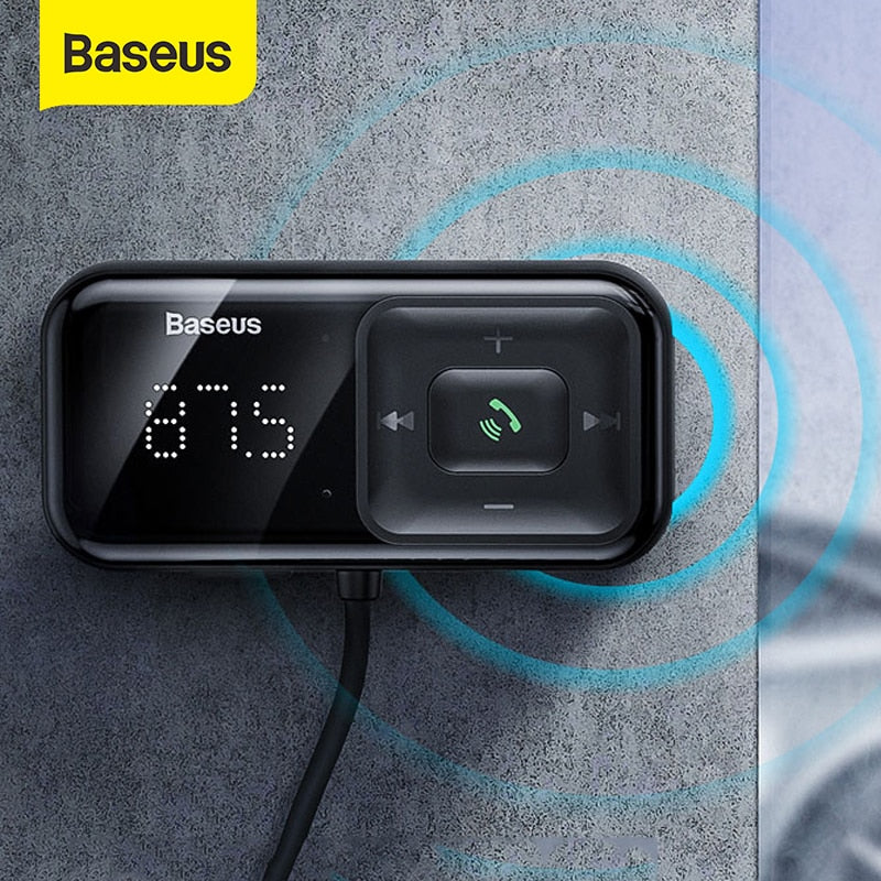 Baseus Car Bluetooth 5.0 Transmisor FM inalámbrico Reproductor de MP3 Receptor 3A Cargador de coche USB dual Encendedor de cigarrillos para Samsung