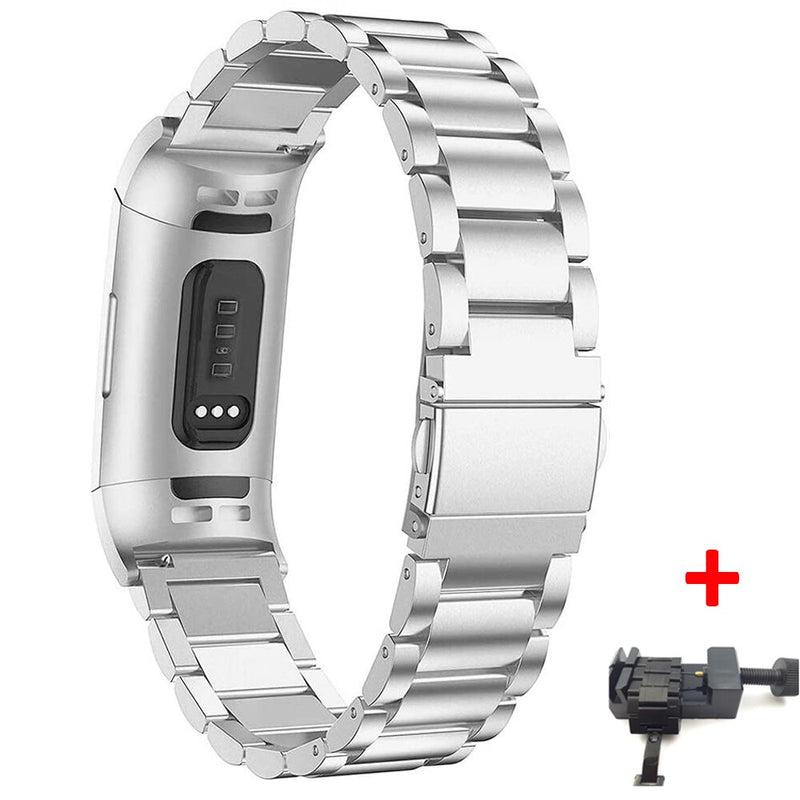 Armband für Fitbit Charge 3 Band Ersatzarmband Charge3/Charge4 Smart Watch Edelstahlarmband Fitbit Charge 4 Band