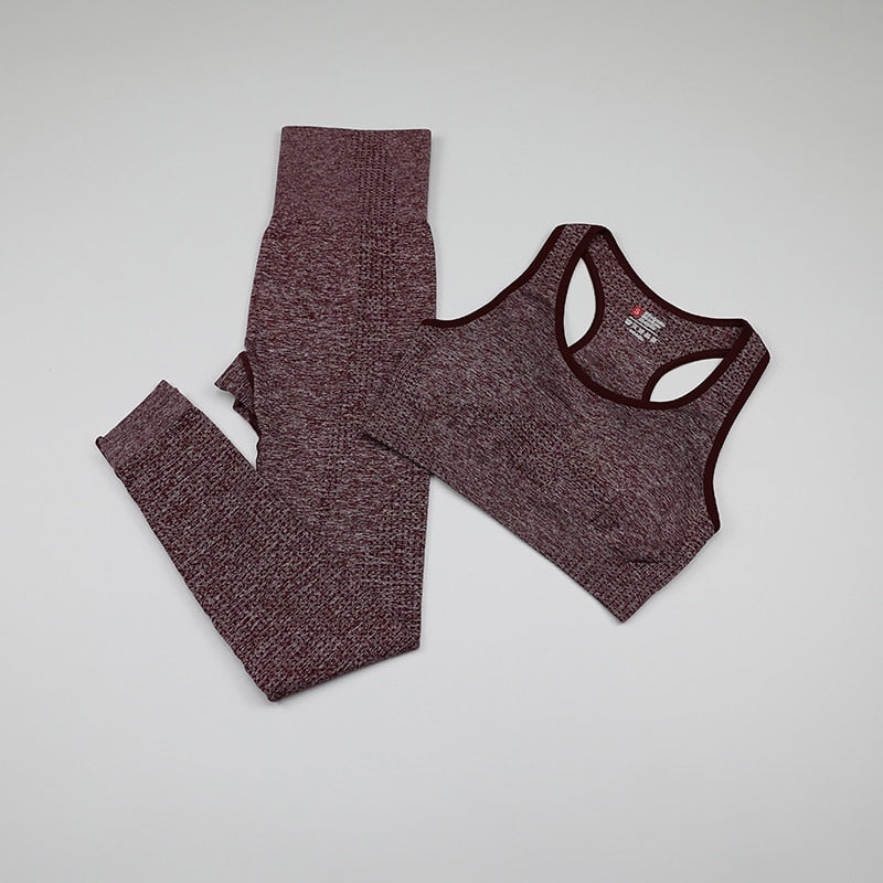 Conjunto de 2 piezas para mujer, conjunto de Yoga sin costuras, ropa deportiva, ropa deportiva para mujer, mallas de gimnasio vitales, Sujetador deportivo acolchado de realce, trajes deportivos