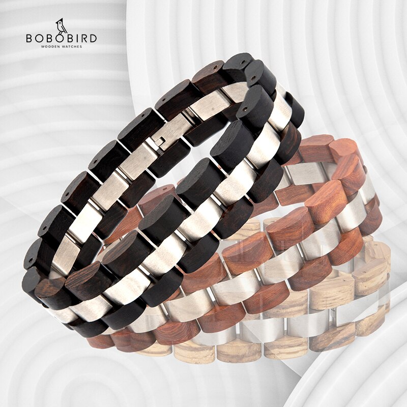 Bobo Vogel Holz Männer Armband für Frauen Schmuck 2020 Edelstahl Armband Handgemachte Paar Armbänder Liebhaber Homme Geschenk