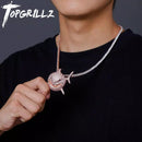 TOPGRILLZ, colgante de tiburón de tamaño pequeño, colgante de Zirconia cúbica con diamantes, collar de Hip Hop para hombres y mujeres, joyería de regalo de moda