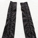 Black Lace Up Fingerless Gloves Elbow steampunk for Womens Costume Party Arm Warmer Sexy Mittens Clubwear Cosplay Accessories