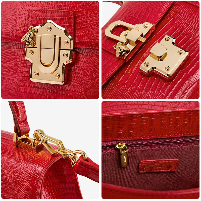 LA FESTIN diseñador Serpentine Lock bolso de cuero partido 2021 nueva moda mujer bolso de hombro de lujo famosa marca Bolsa Crossbody