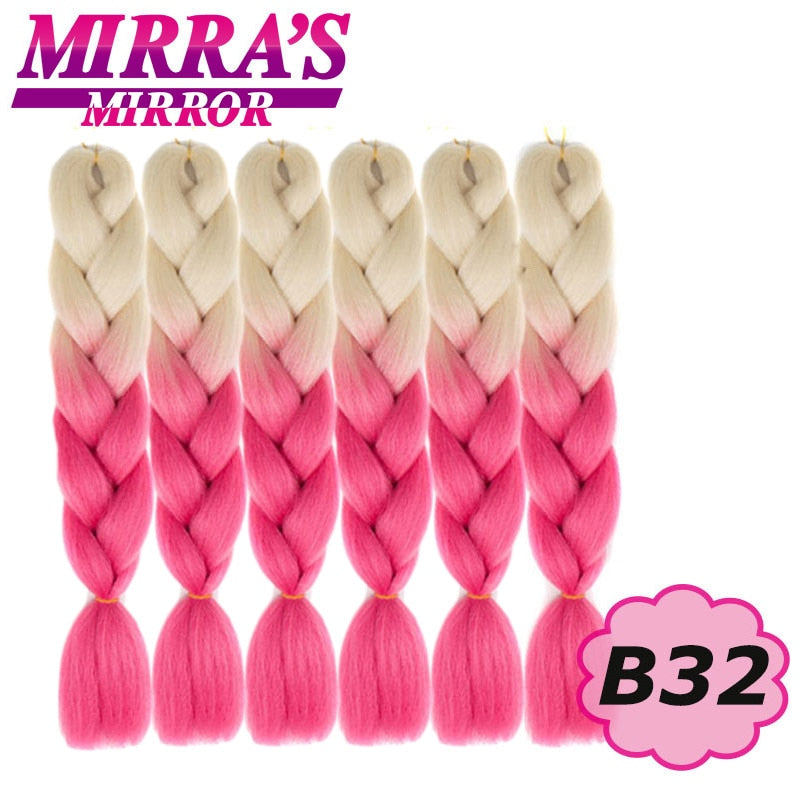 24 Zoll Jumbo Braids Synthetisches Haar für Box Braid Ombre Braiding Hair Extensions Three Tone Schwarz Braun Blau Pink Mirra's Mirror