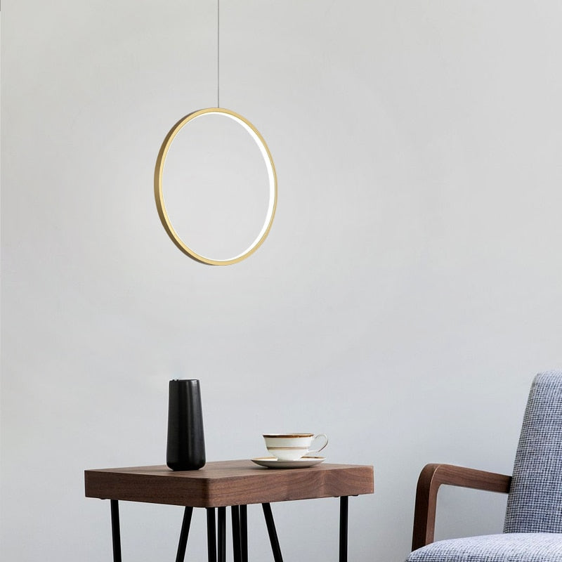 Minimalistischer moderner LED-Kronleuchter beleuchtet runden Ring-Kreis-Pendelleuchte-Haus für Wohnzimmer-Beleuchtungs-Innenbefestigung