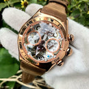 Reef Tiger/RT Sportuhr für Herren Skeleton Luminous Watch Jahr Monat Datum Tag Roségold Automatikuhren RGA703