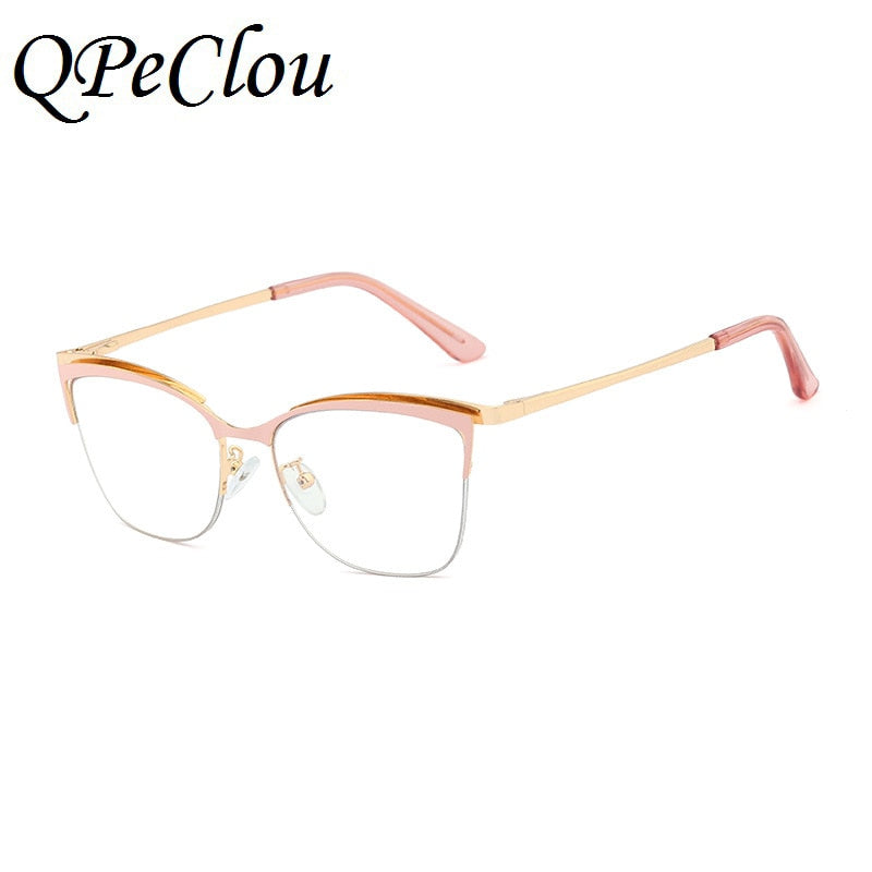 2021 Fashion Square Anti-Blau Brillengestell Frauen Vintage Metall Optische Transparente Brillen Weiblich Kein Grad Oculos Feminino