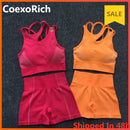 Yoga-Set Damen Ärmellos Sportanzug Workout Gym Kleidung Fitness Sport-BH Hohe Taille Shorts 2 Stück Utra Nahtlose Sportbekleidung