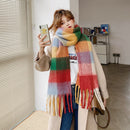 2020 Winter Cashmere Plaid Quasten Schal Love Thick Braid Rainbow Plaid Color Matching Schal Frauen