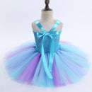 Kinder Mädchen Meerjungfrau Prinzessin Kleid Ärmelloses Mesh Tutu 3D Blume Haarband Set Kinder Halloween Thema Party Cosplay Kostüm