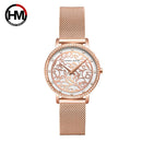 Relojes de pulsera de cuero para mujer, reloj de pulsera de moda con grabado 3D de cuarzo japonés, resistente al agua, marca de lujo, resistente al agua, reloj femenino