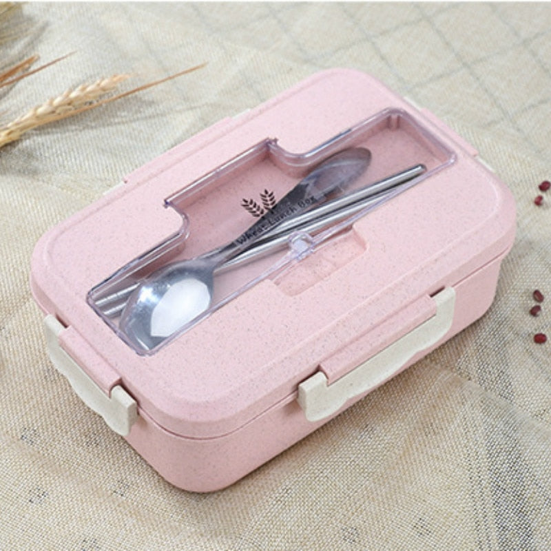 Lunch Box Food Container Bento Box Heated Lunchbox Kids Lunchbox Snack Straw Wheat Korean Sealed Student Plastic Box for Food