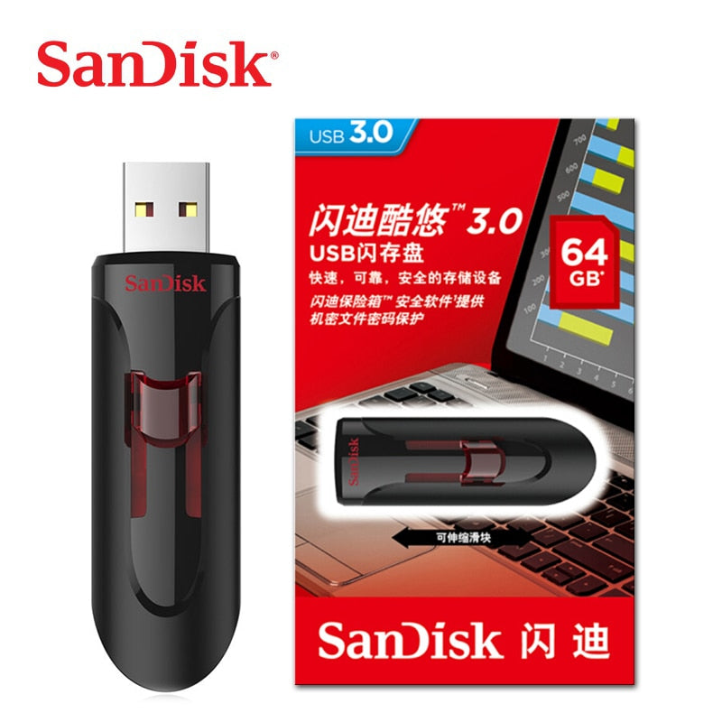 SanDisk CZ600 USB Flash Drive 128GB Super Speed ​​USB 3.0 Memory Stick 256GB USB 3.0 Pen Drives 32GB U Disk 16GB