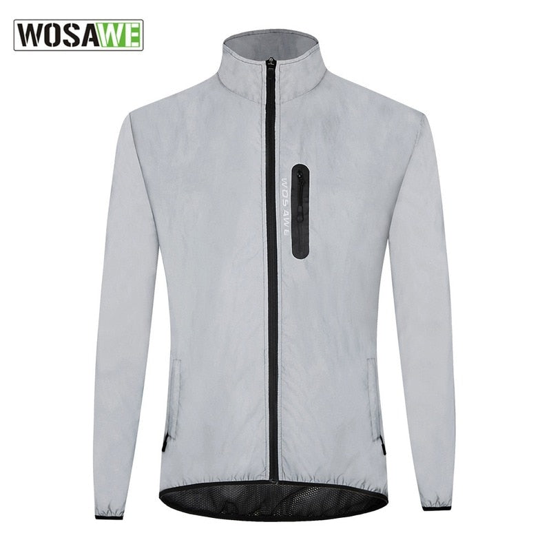 Full Reflective Cycling Jacket Men Windproof Waterproof Night Running Cycling Reflective Clothing Riding Bike Bicycle MTB Jacket