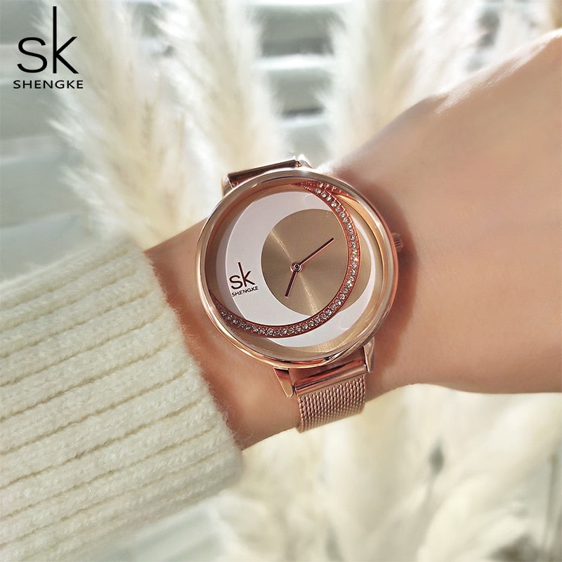 Shengke Crystal Women Watch Luxury Brand Ladies&