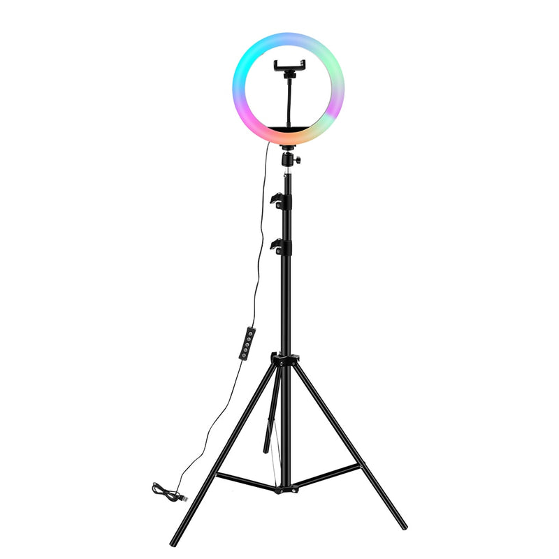 10 inch Ring Light RGB02 26cm 33cm 20cm LED Rainbow Light With Tripod Stand 1.6M Dimmable RGB Set For Short Video YouTube Live