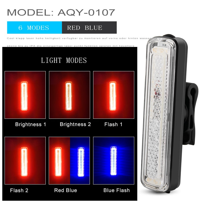 Fahrrad wasserdichtes Rücklicht Reitrücklicht LED USB wiederaufladbares Mountainbike Fahrradlicht Rücklicht Helmlicht Multi-Mode