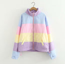 Winter verdicken Regenbogen Kontrast Frauen Daunenjacke lose gepolsterte Student Wintermantel Frauen warm College Parka weiblich
