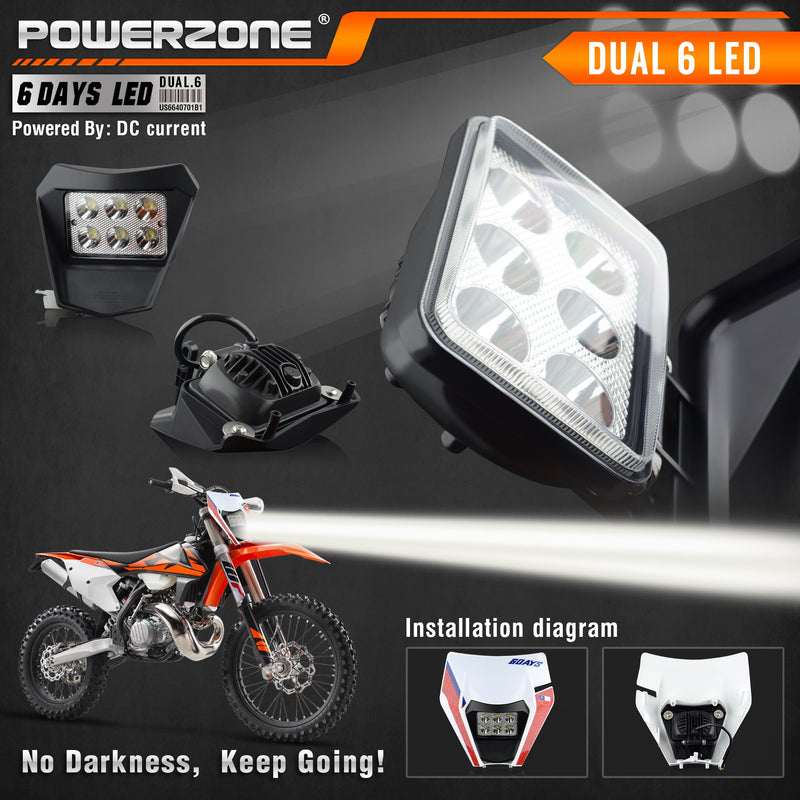 PowerZone Motorrad LED Scheinwerfer Scheinwerfer Scheinwerfer Supermoto Verkleidung für KTM EXC SXF MX Dirt Bike Enduro LED Scheinwerfer