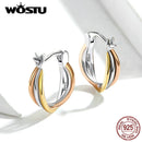 WOSTU Neue Ankunft 100% 925 Sterling Silber Zweifarbige Ohrringe Für Frauen, Die Modeschmuck 2019 Neue Ohrringe CQE719 herstellen