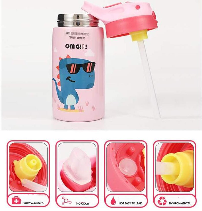 Hot Sales  Cute Children Powdered Milk Kettle Cartoon Stainless Steel 316 Straw Thermos Flasks Baby&