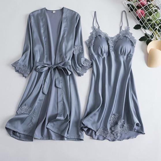 Sexy Print Bride Wedding Robe Set Soft Sleepwear Women Summer Satin Nightwear Bathrobe Homewear Sleep Set Short Nightdress