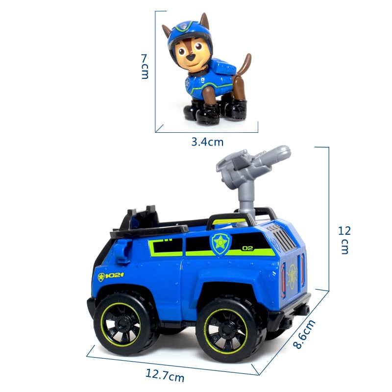 Original Paw Patrol Rescue Dog Puppy Set Spielzeugauto Patrulla Canina Spielzeug Actionfigur Modell Chase Skye Trümmerauto für Kinder Geschenk