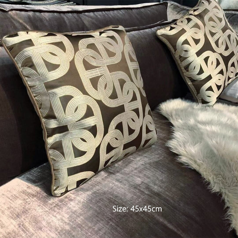 Classic Fashion Geometric Woven Brown Velvet Pipping 30x50cm Home Decor Lumbar Pillows Soft Warm Waist Designer Cushion Cover