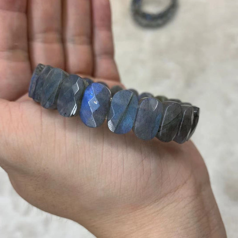 A+++ blue rainbow labradorite stone beads bracelet natural stone bangle with cat's eye for women men bracelet