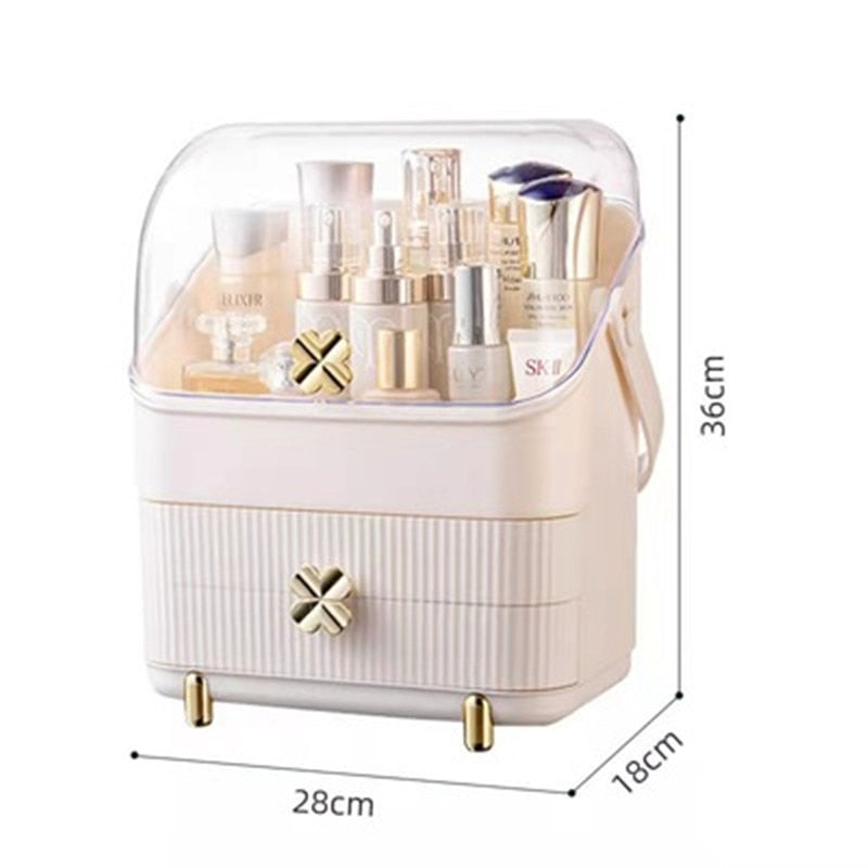 Organizador de maquillaje para cosméticos, caja de almacenamiento de cosméticos de gran capacidad, organizador de escritorio, joyería, esmalte de uñas, cajón de maquillaje, contenedor