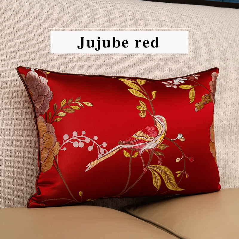 High precision embroidery jacquard pillow case mahogany sofa cushion pillowcase headboard large back pillow back cover customize