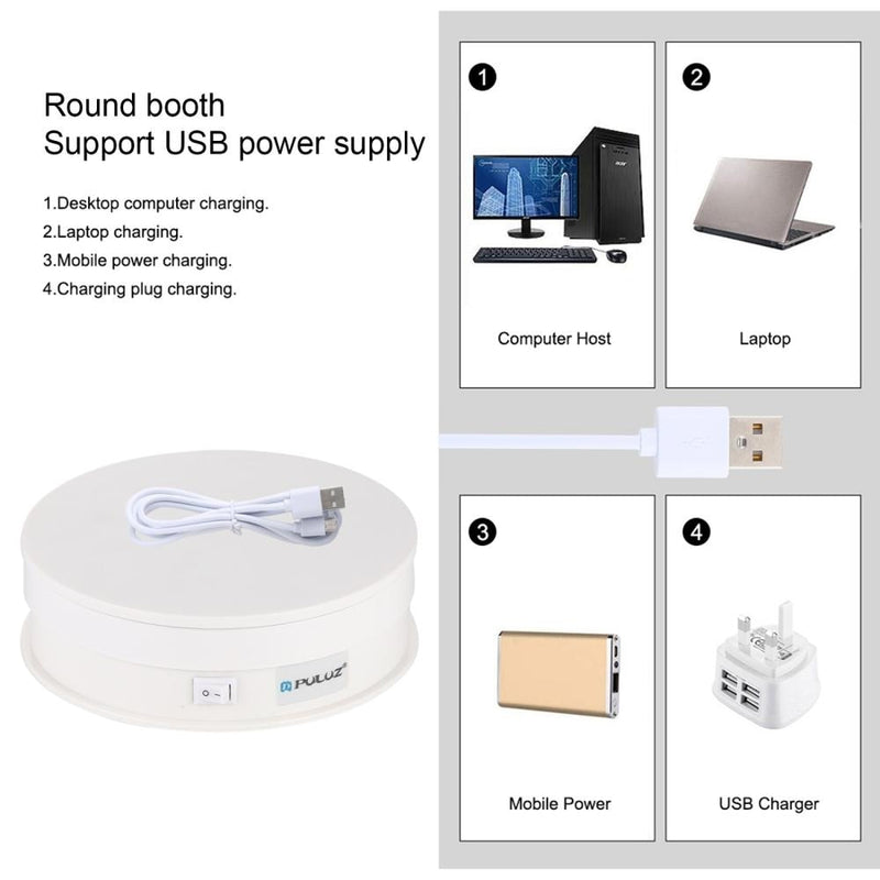 PULUZ USB Elektrischer 360-Grad-drehbarer Plattenspieler-Ausstellungsstand für Fotografie Video Vlog Shooting Requisiten Plattenspieler 15 30cm