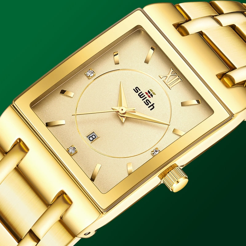 Top Relogio Feminino Luxo Goldene Armbanduhren Damenmode Quadratische Quarzuhr Damen Diamantuhr Weiblicher Top-Markenluxus