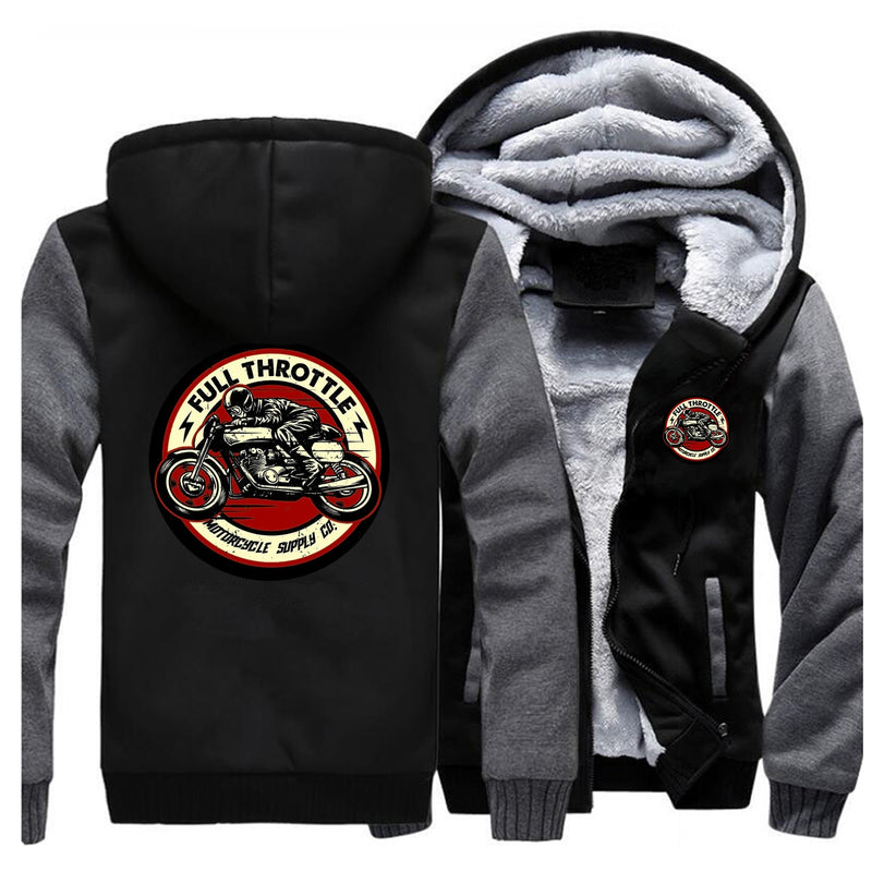 2022 invierno hombres sudadera gruesa Full Throttle Cafe Racer Rockabilly Biker chaqueta con cremallera polar cálido hombres espesar sudaderas con capucha