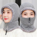 1pcs Women Winter Knitted Hat New Add Fur Lined Warm Winter Hats For Women With Zipper Keep Face And Ear Warmer Balaclava Cap