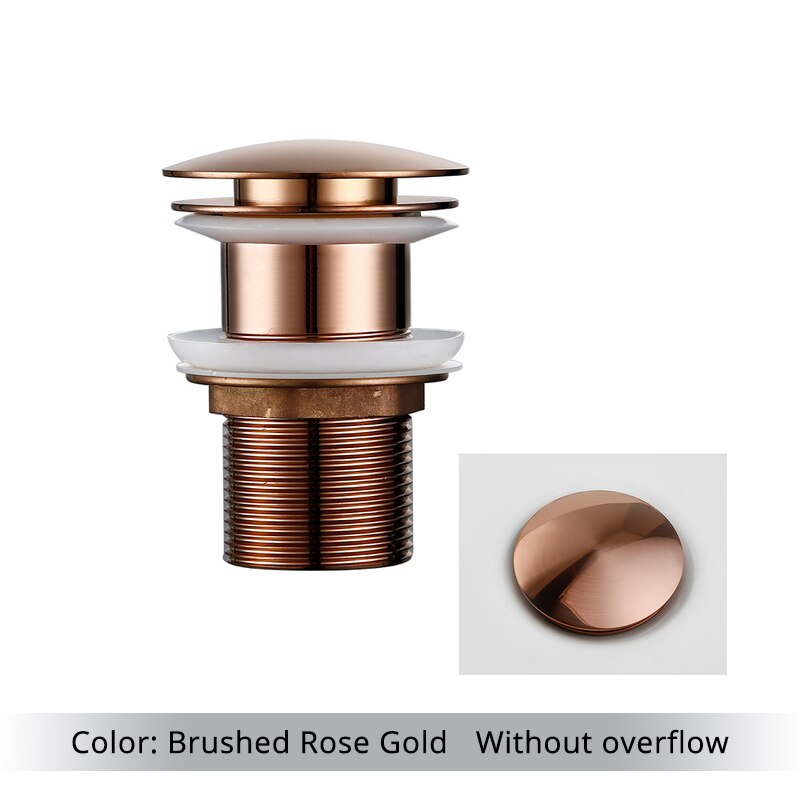 Bathroom Basin Sink Pop-Up Drain Waste Stopper Bathroom Faucet Accessories Solid Brass Material Black Chrome Rose Brushed Gold