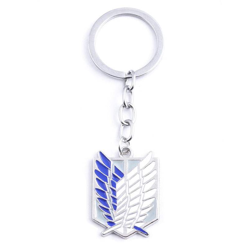 Venta al por mayor Attack On Titan llavero Anime Shingeki No Kyojin Wings of Liberty Scout Legion Emble Eren Key colgante llavero joyería