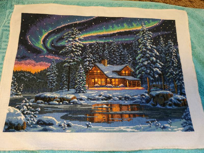 The Aurora Borealis Embroidery Cross Stitch Patterns Kits Printed Canvas 11CT  14CT Embroidery Paintings Needlework Cross-Stitch