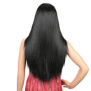26" Long Straight Wig Synthetic Lace Wigs For Black Women Heat Resistant Nature Black Middle Part Hair Expo City